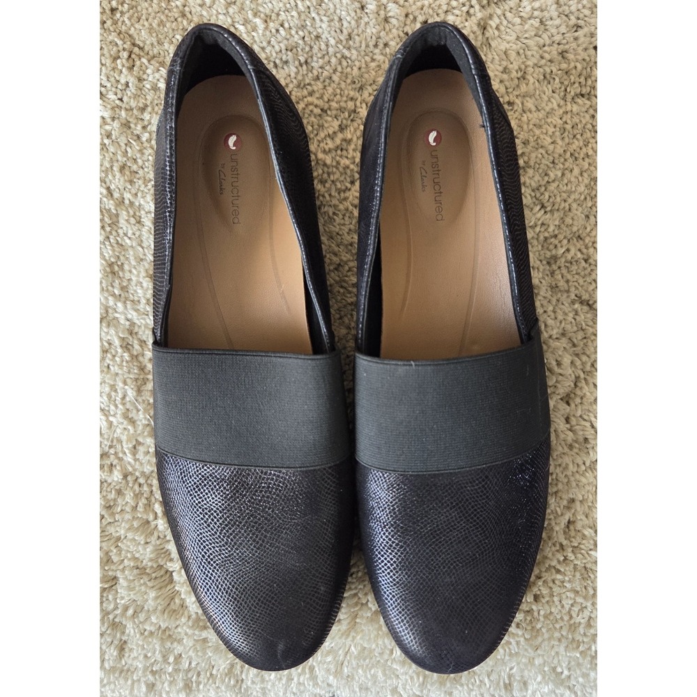 Clarks Unstructured Women's Black Leather Loafer Size 10M~Excellent Condition~